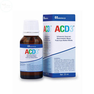 ACD3 Vitamin İçeren Damlalıklı Şişe Takviye Edici Gıda 20 ml - 1