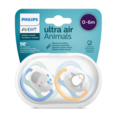 Avent Ultra Air 0-6 Ay Erkek Hayvan Desenli Emzik - 1