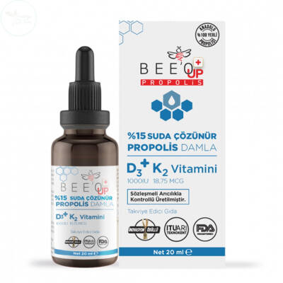 Beeo Up Propolis D3+K2 Vitamini %15 Suda Çözünür Damla 20 ml - 1