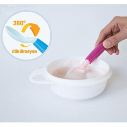 Mycey 360 Derece Dönebilen Mama Kaşığı 6+ Ay Pembe - 2