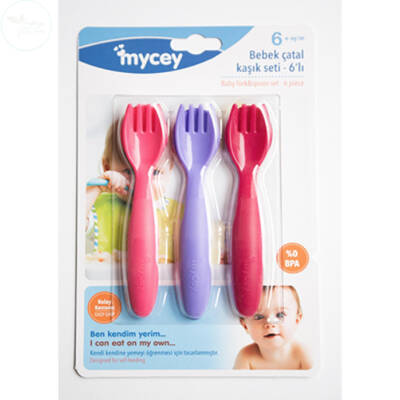 Mycey Bebek Çatal-Kaşık Seti 6'lı Kız - 1