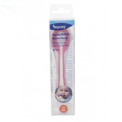 Mycey Taşıma Kutulu Mama Kaşığı - Yumuşak Uçlu - Pembe - 1