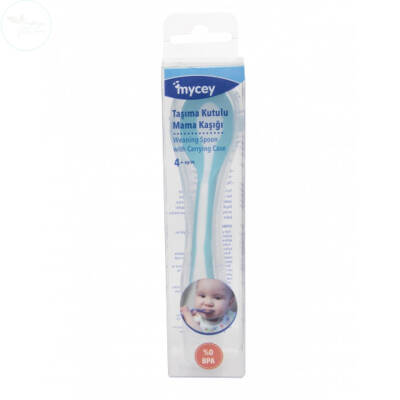 Mycey Taşıma Kutulu Mama Kaşığı - Yumuşak Uçlu - Yeşil - 1