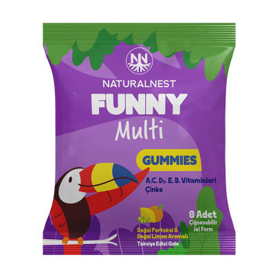NaturalNest Funny Multi Gummies 1 Poşet - 8 adet çiğnenebilir jel form - 1
