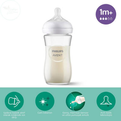 Phılıps Avent Doğal Tepkili Cam Biberon 240ml 1+Ay  - 1