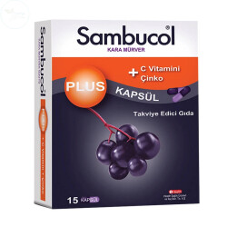 Sambucol Plus Kara Mürver C Vitamini + Çinko İçeren Takviye Edici Gıda 15 Kapsül - SAMBUCOL