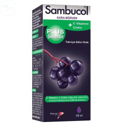 Sambucol Plus Şekersiz C Vitamini + Çinko Takviye Edici Gıda 120 ml - SAMBUCOL