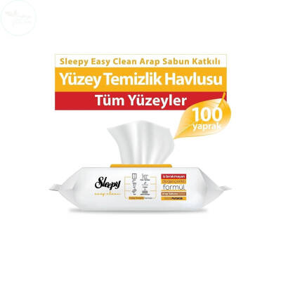 Sleepy Easy Clean Arap Sabunu Katkılı Yüzey Temizlik Havlusu 100' Lü - 1