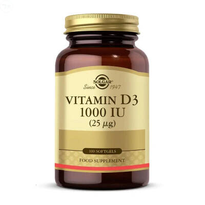 Solgar Vitamin D3 1000 IU (25 µg) 100 Yumuşak Jelatin Kapsül - 1