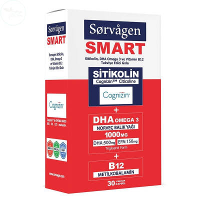 Sorvagen Smart Sitikolin DHA Omega 3 ve B12 30 Kapsül - 1