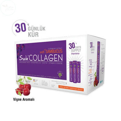 Suda Collagen Sambucus Takviye Edici Gıda Vişne Aromalı 30x40 ml - 1