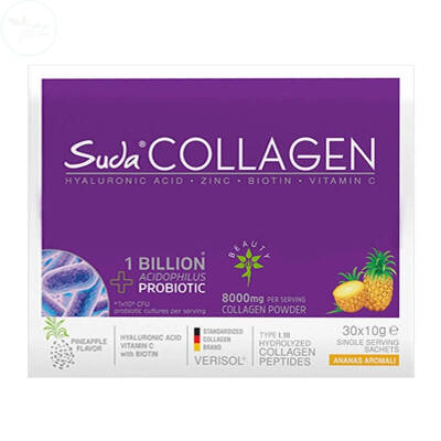 Suda Collagen Takviye Edici Gıda Ananas Aromalı 30 x 10 gr - Toz Saşe - 1