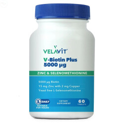 Velavit V-Biotin Plus 5000mcg Takviye Edici Gıda 60 Tablet - Velavit