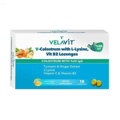 Velavit V-Colostrum With L-Lysine Vit B2 Lozenges 15 Pastil - 1