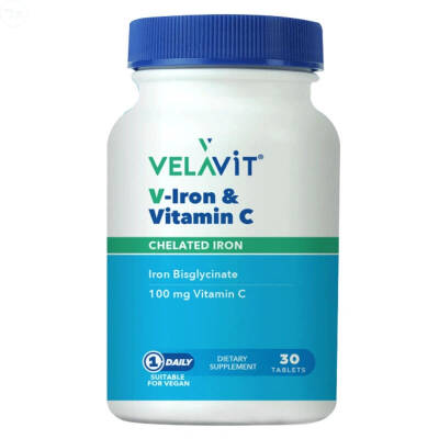 Velavit V-Iron & Vitamin C İçeren Takviye Edici Gıda 30 Tablet - 1