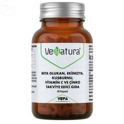 VeNatura Beta Glukan, Ekinezya, Kuşburnu, Vitamin C ve Çinko 30 Kapsül - 1