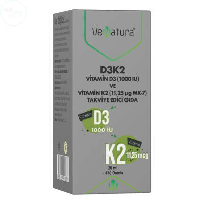 VeNatura D3K2 (11,25 mcg) Takviye Edici Gıda 20 ml - 1