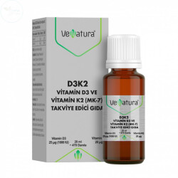 VeNatura D3K2 Vitamin D3 Ve Menaquinon 7 Takviye Edici Gıda 20 ml - VeNatura 