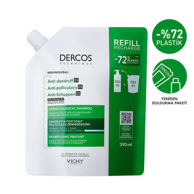 Vichy Dercos Anti Dandruff Kepek Karşıtı Şampuan 390 ml - Normal ve Yağlı Saçlar - Refill - 1