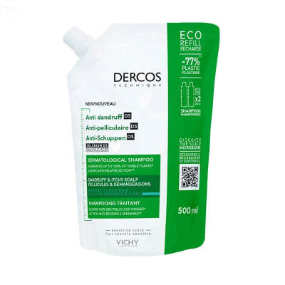 Vichy Dercos Anti Dandruff Kepek Karşıtı Şampuan 500 ml - Normal ve Yağlı Saçlar ( Yeniden Dolum Paketi ) Refill - 1