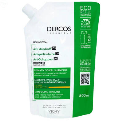 Vichy Dercos Anti Dandruff Kepek Karşıtı Şampuan 500ml - Kuru Saçlar ( Yeniden Dolum Paketi ) Refill - 1