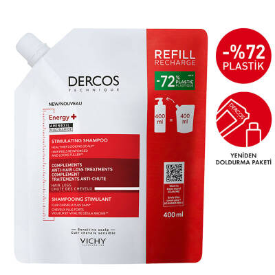 Vichy Dercos Energising Saç Dökülmesine Karşı Şampuan 390 ml - Refill - 2