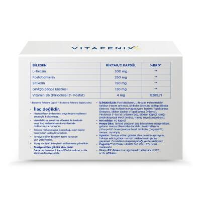 Vitafenix Cognizant Fosfatidilserin Ve Sitikolin Içeren Vegan Takviye Edici Gıda 40 Kapsül - 2