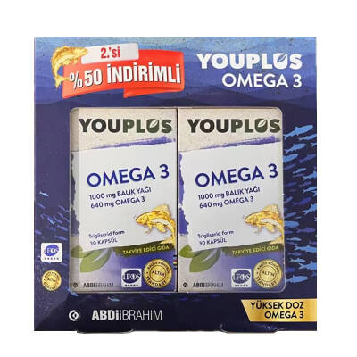 YouPlus Daily 1000 mg Omega-3 2x30 Kapsül 2.si %50 İndirimli - 1